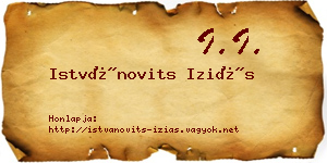 Istvánovits Iziás névjegykártya